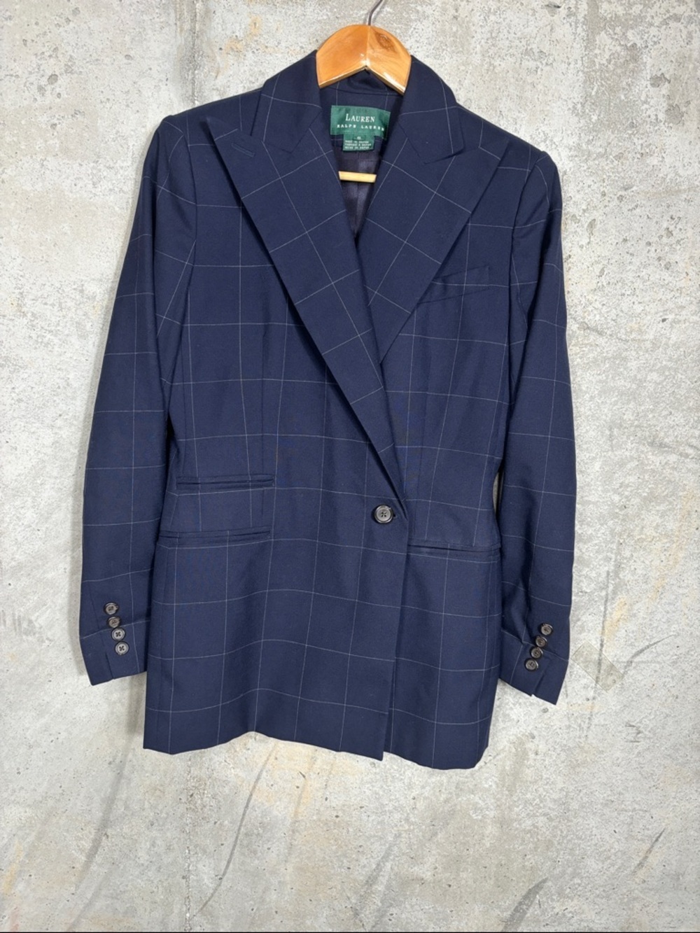 Lauren Ralph Lauren Wool Navy Windowpane Sport Coat
